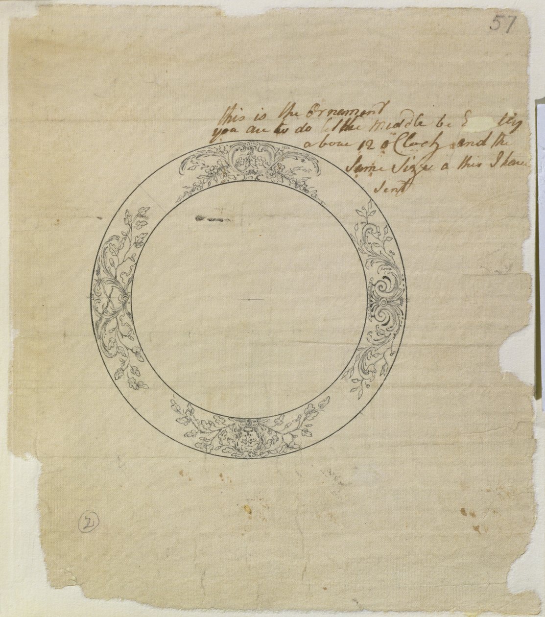 Entwurf für ein großes Emaille-Uhrzifferblatt, aus mechanischen Notizen und Zeichnungen von John Harrison und seinem Sohn William von Unknown