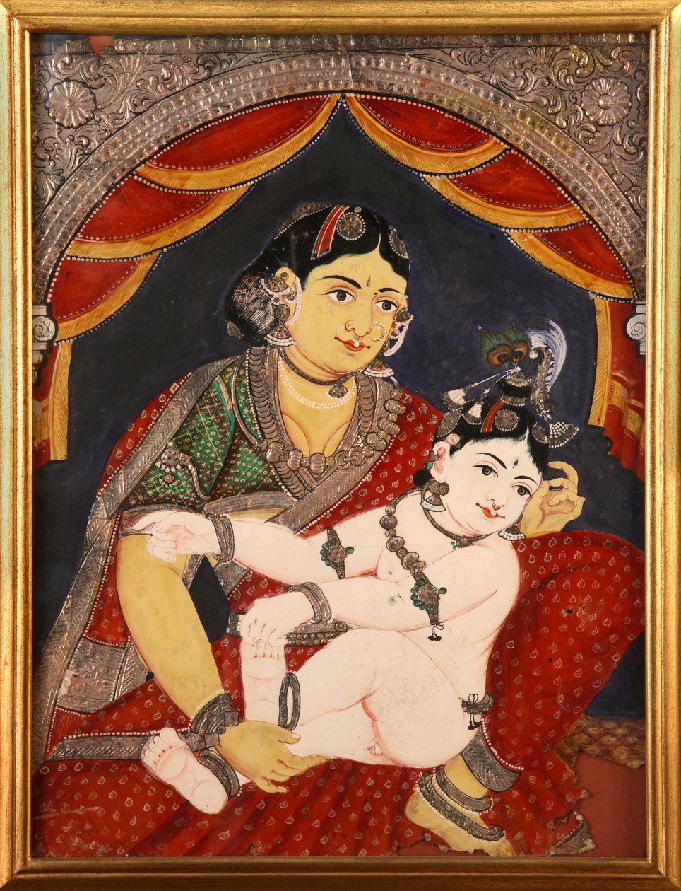 Krishna, Tanjavore-Schule der Malerei, späte 19. Jahrhundert, Tamil Nadu, Indien von Unknown