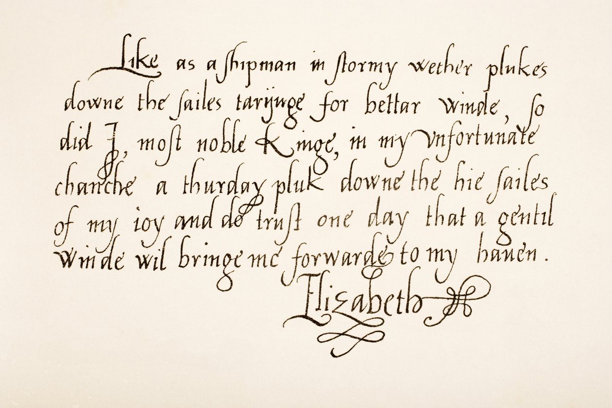 Königin Elisabeth I. von England, 1533 - 1603. Handschriftprobe. von Unknown