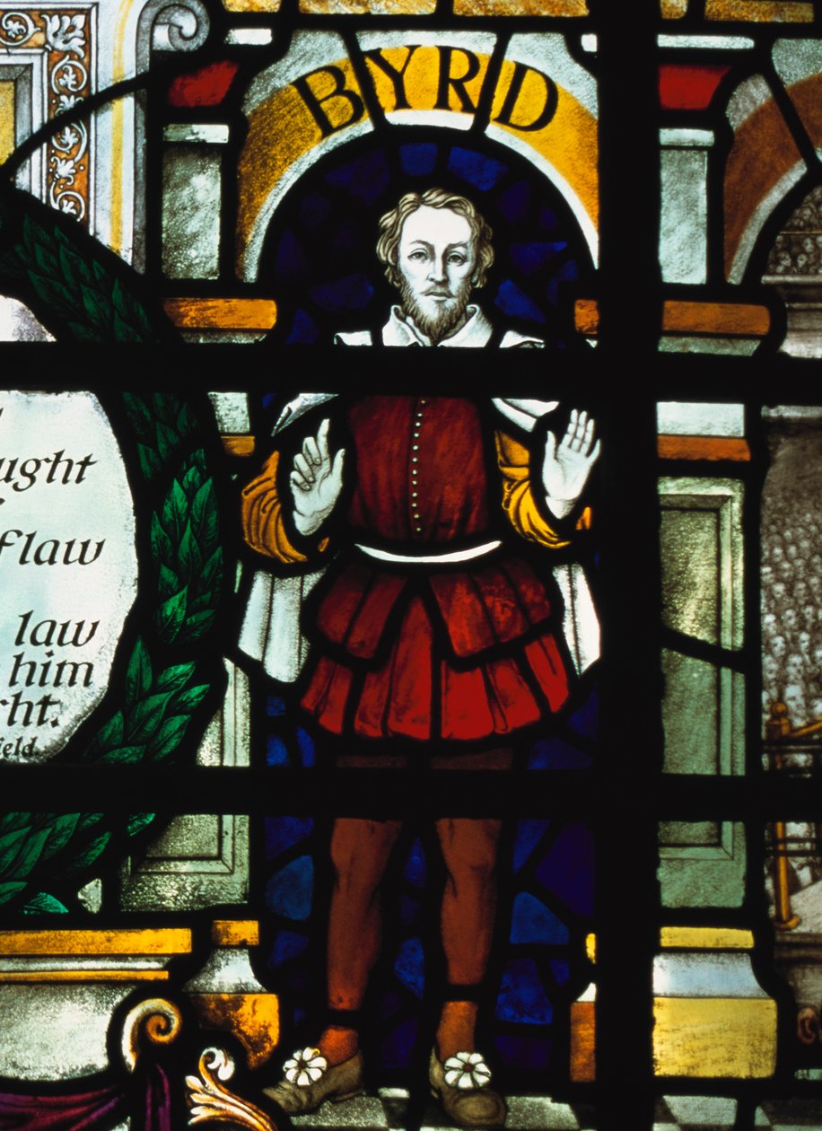 William Byrd (1543-1623) - Bild des englischen Komponisten in einem Buntglasfenster, St Sepulchre Church, London von Unknown