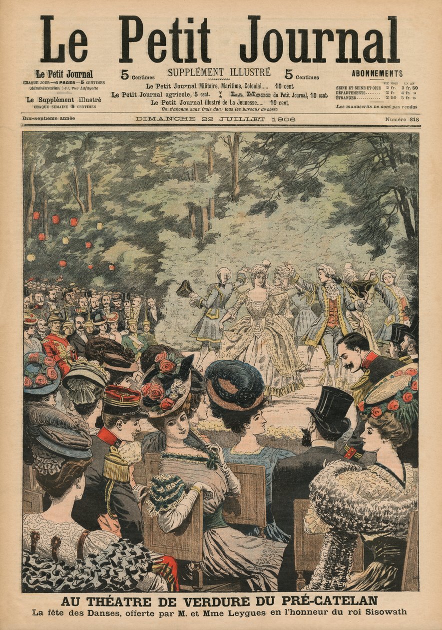 Freilichttheater im Pre-Catelan, Tanzfestival präsentiert von Georges Leygues zu Ehren von Sisowath, König von Kambodscha, Titelbild von 