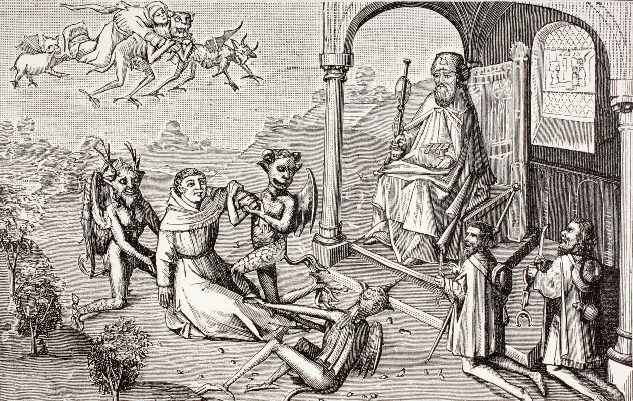 Der Magier Armogenes befiehlt Teufeln, ihm den Apostel St. Jakobus zu bringen, aus 