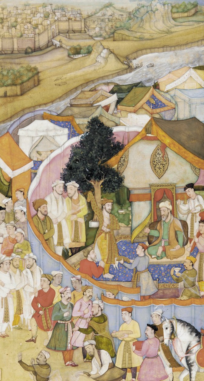 Illustration aus einem Wörterbuch - Daud erhält ein Ehrengewand von Munim Khan von Hiranand