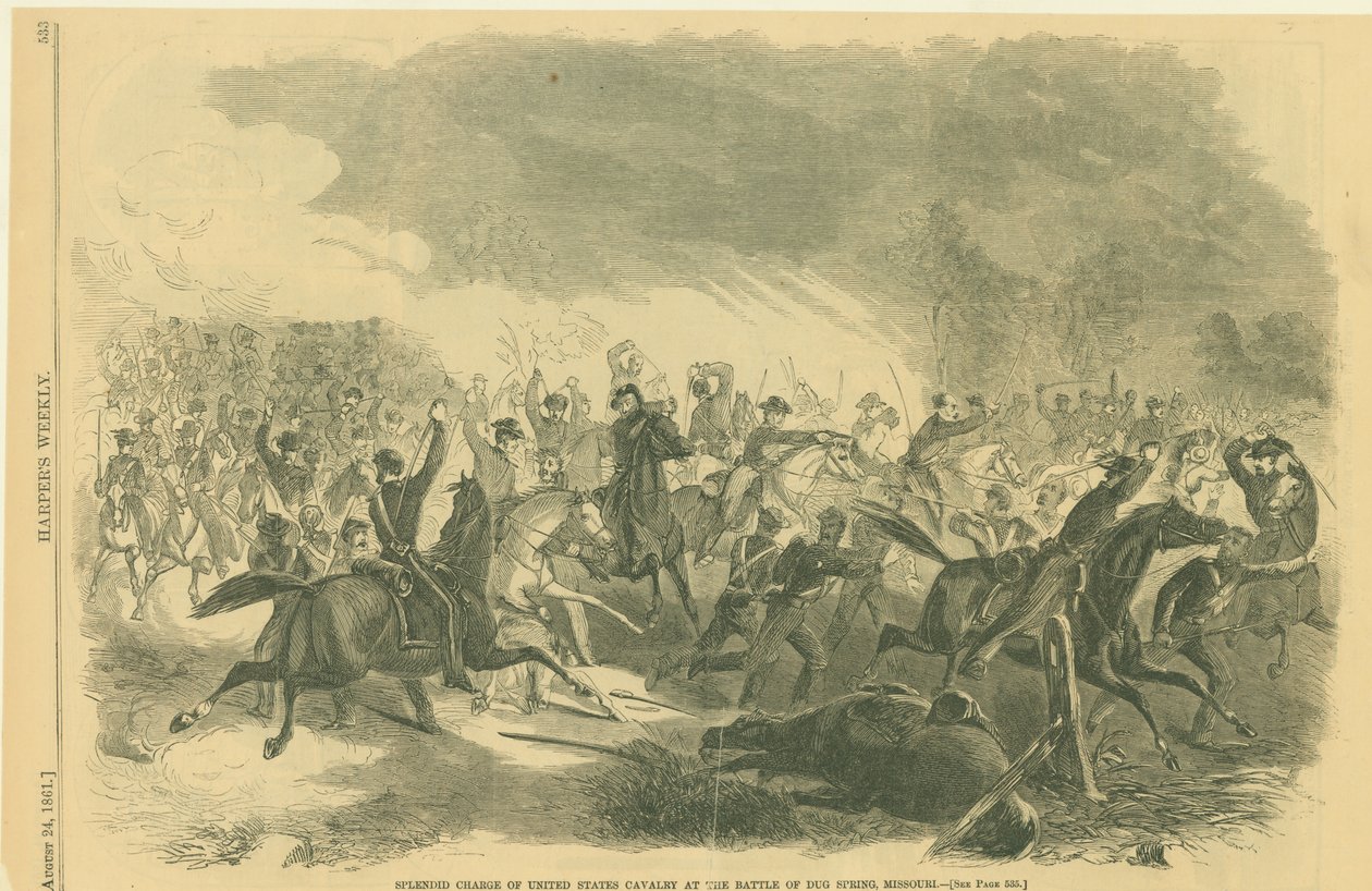 Prächtiger Angriff der US-Kavallerie in der Schlacht von Dug Spring, Missouri von Unknown