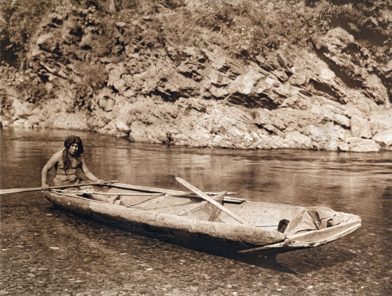 Ein Yurok in seinem Einbaum von Unknown