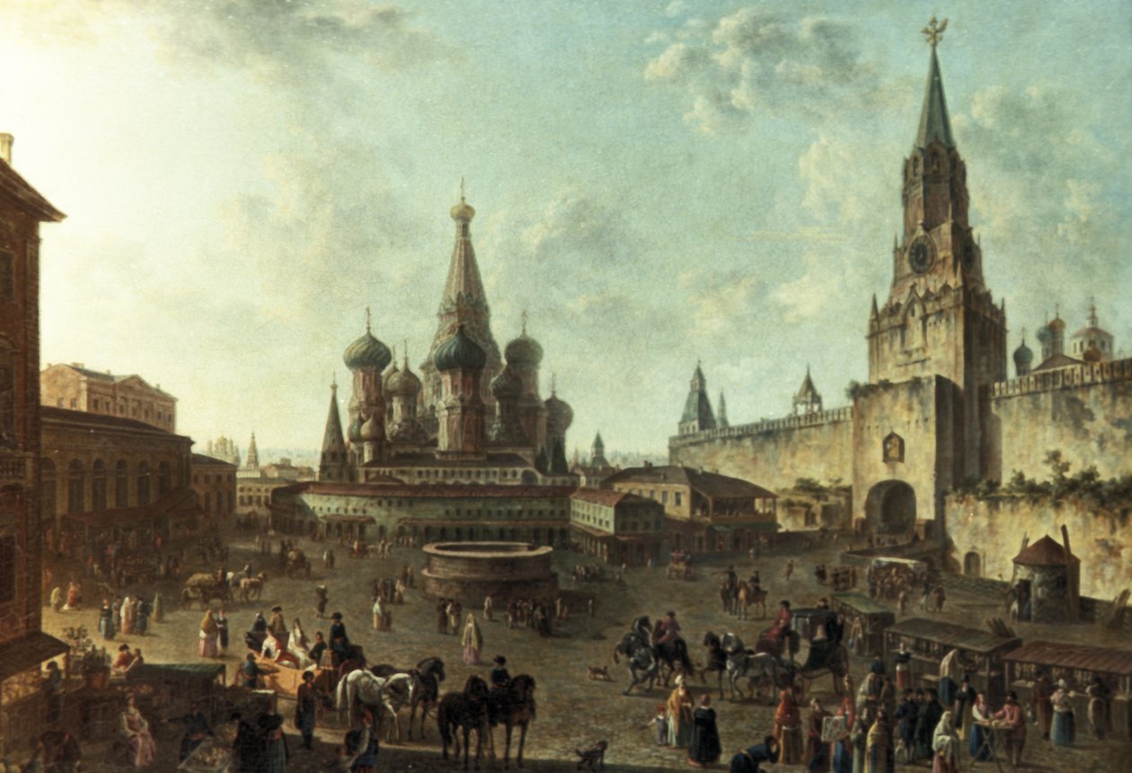 Ein Ölgemälde des Roten Platzes in Moskau von Fyodor Alexeyev (1801) von Unknown