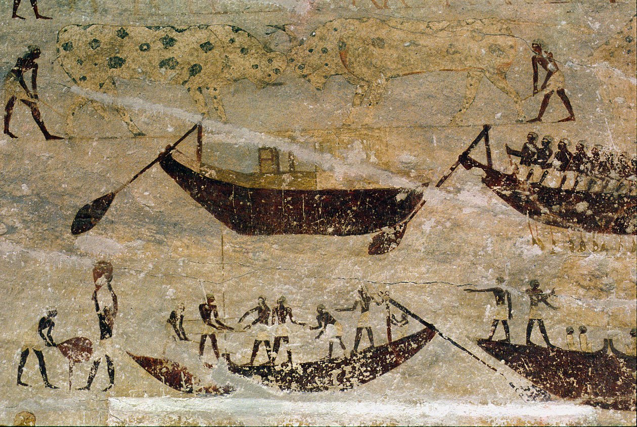 Boote flussabwärts, (Detail) von Unknown