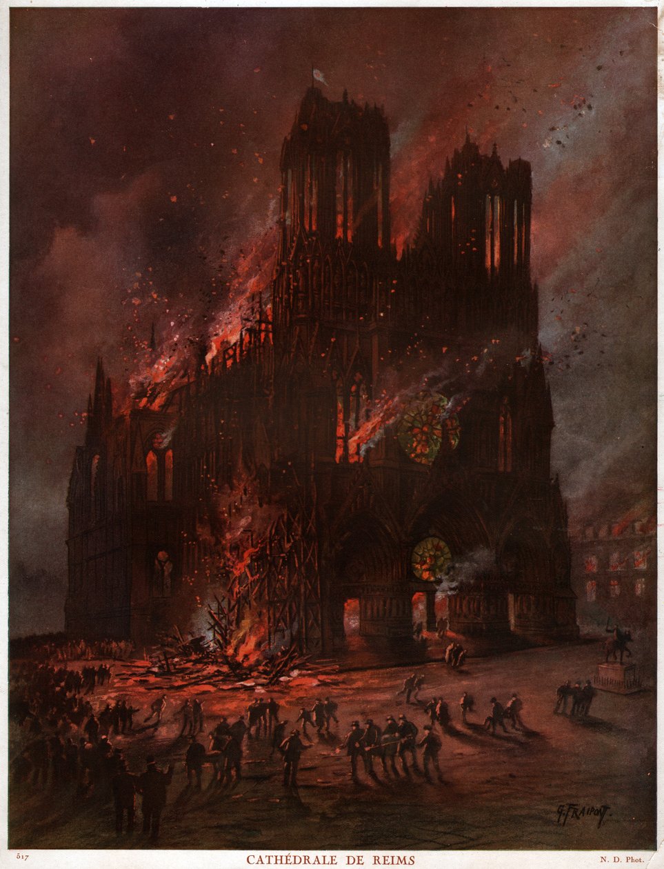 Kathedrale von Reims in Flammen von Unknown