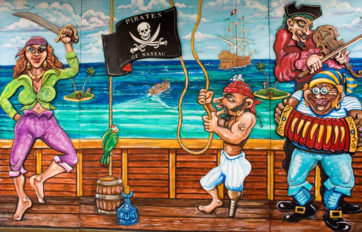 Dekorierte Bemalung an der Außenseite des Piratenmuseums, Bahamas von Unknown