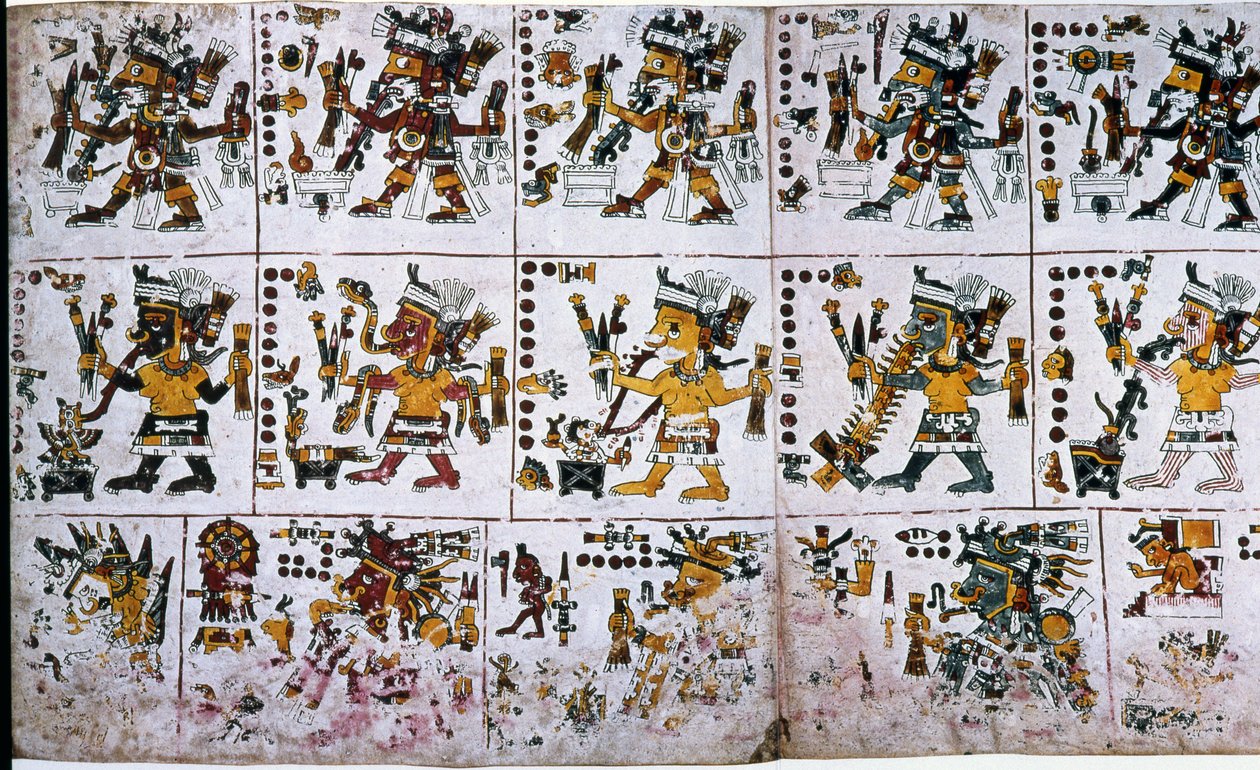 Detail aus einer Faksimile-Kopie einer Seite des Codex Borgia, die die Seele der Ciuteteoh nach den Opfern zeigt von Unknown