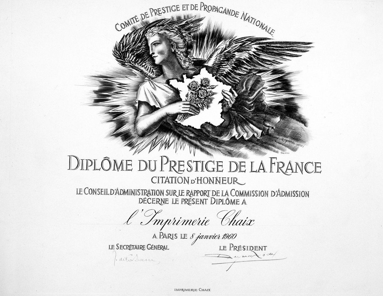 Prestige-Diplom bei Chaix-Druckerei von Unknown