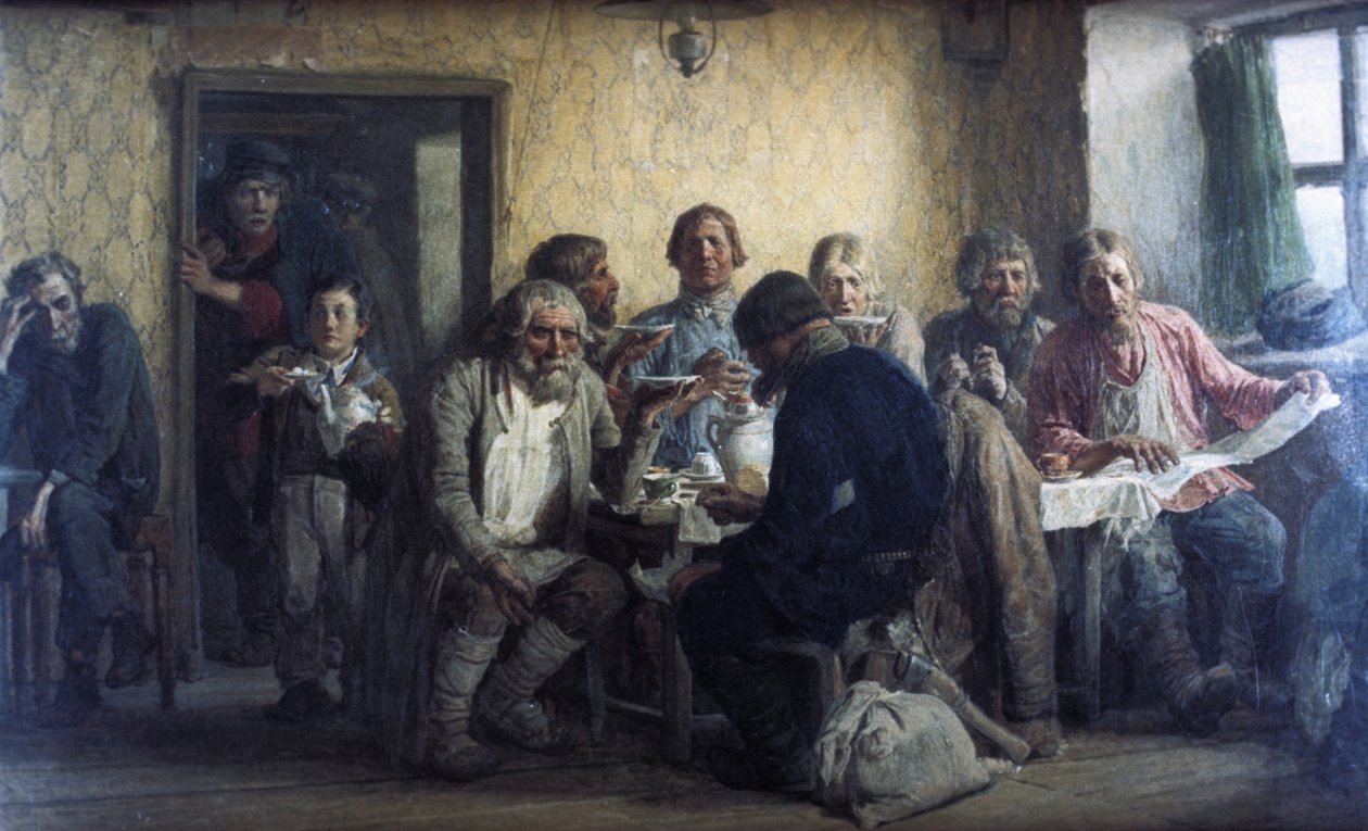 Teetrinken in einer Taverne, 1874, Gemälde von Victor Vasnetsov von Unknown