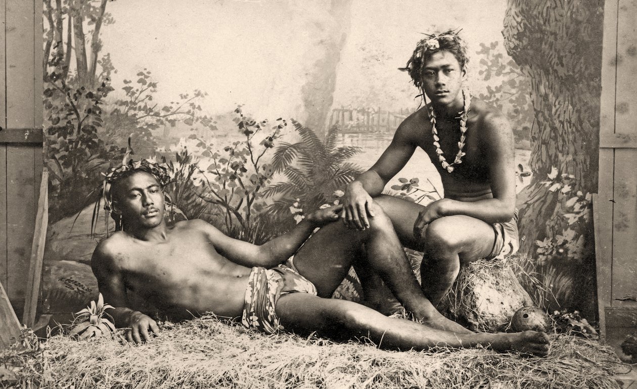 Zwei männliche Tänzer, Tahiti, 1887 von Unknown