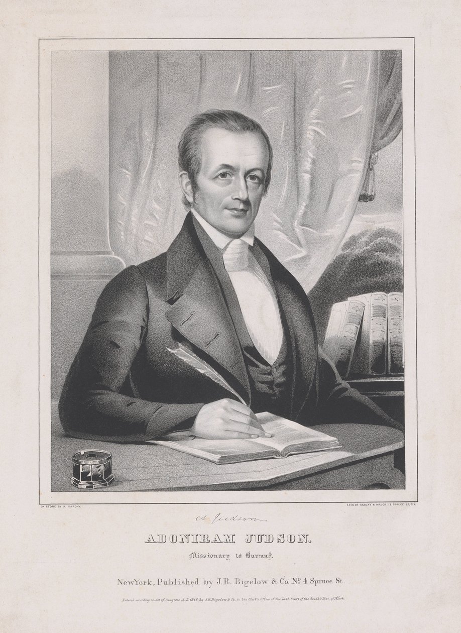 Adoniram Judson, Missionar in Burma, veröffentlicht 1846 von American School