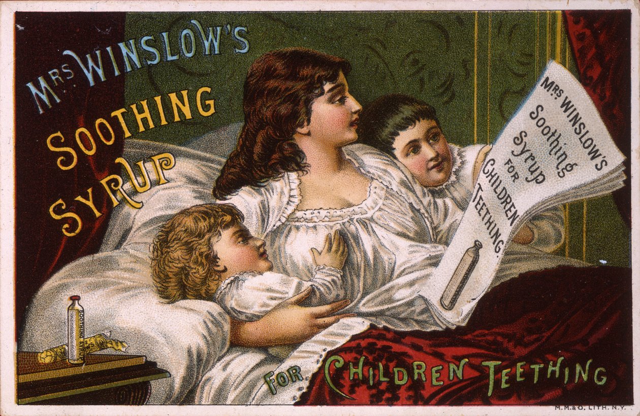 Mrs. Winslows beruhigender Sirup für zahnende Kinder von American School