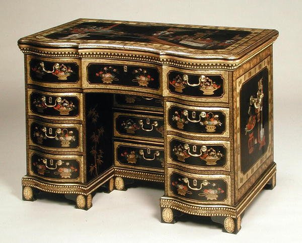 Chinesischer Export-Frisiertisch ca. 1780 (schwarzer Lack) von Chinese School