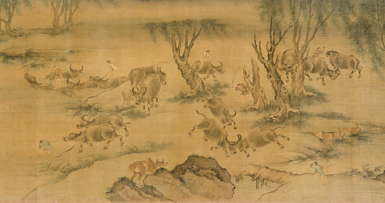 Wasserbüffel und Hirtenjungen, Chinesisch, 1368-1463 von Chinese School