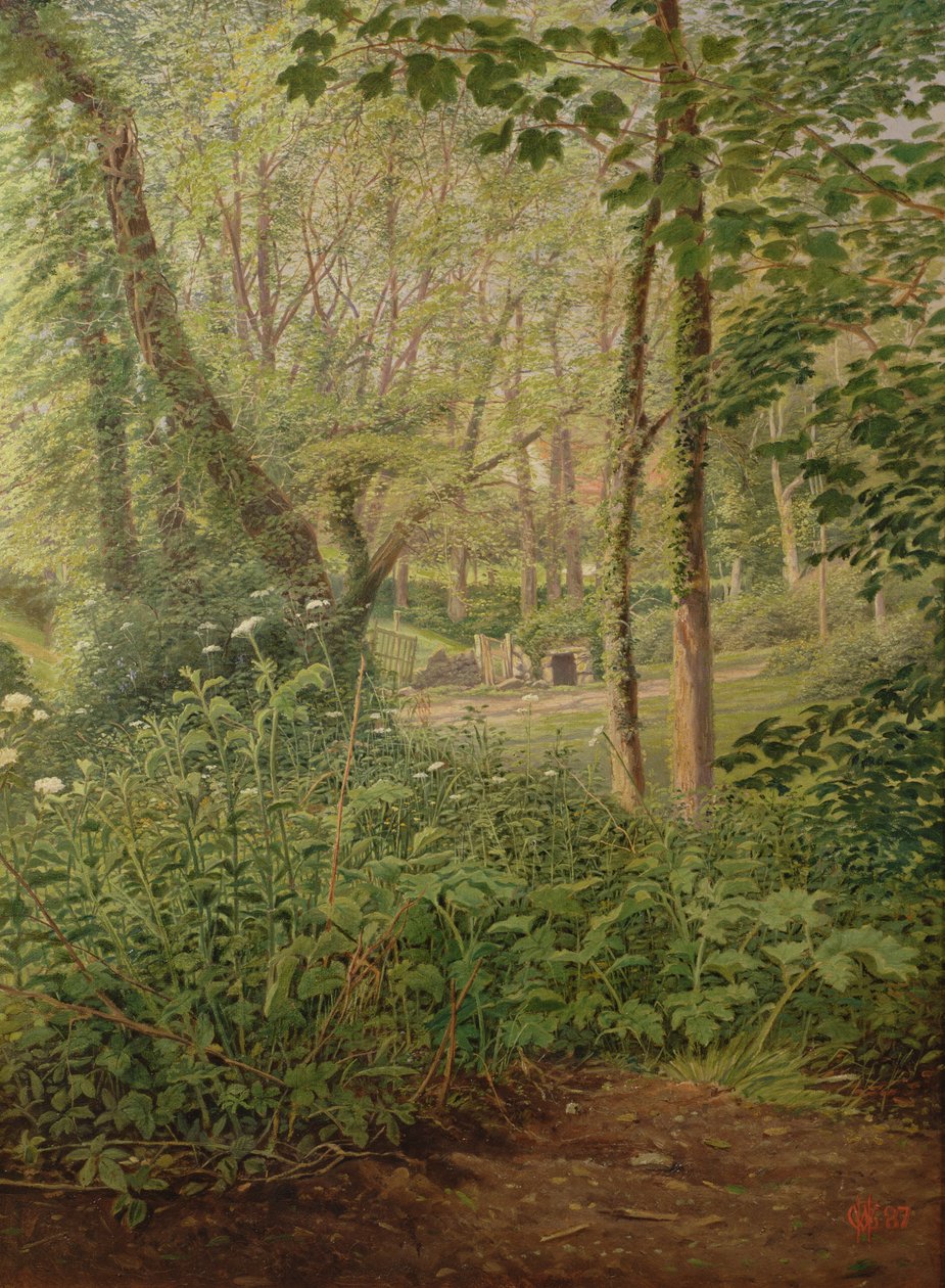 Eine Lichtung im Wald, signiert C. H. W. 87 von English School