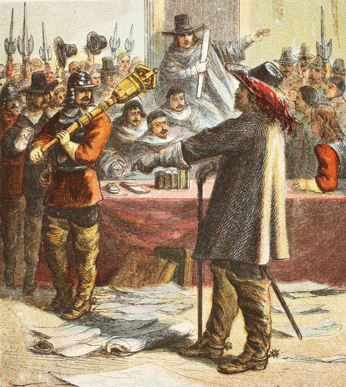 Cromwell vertreibt das Parlament, veröffentlicht 1890 von English School