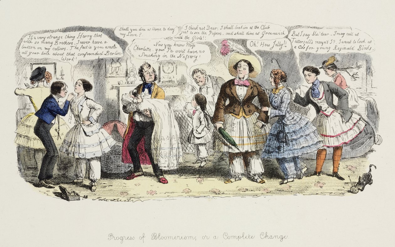 Der Fortschritt des Bloomerismus oder, eine vollständige Veränderung, aus Punch, 1852 von English School
