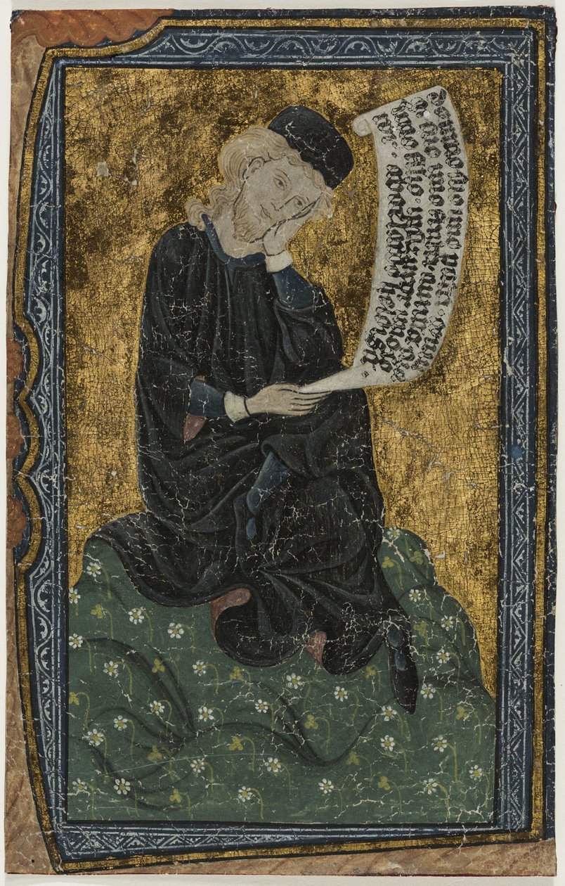 Blatt: Abelard mit Schriftrolle von French School