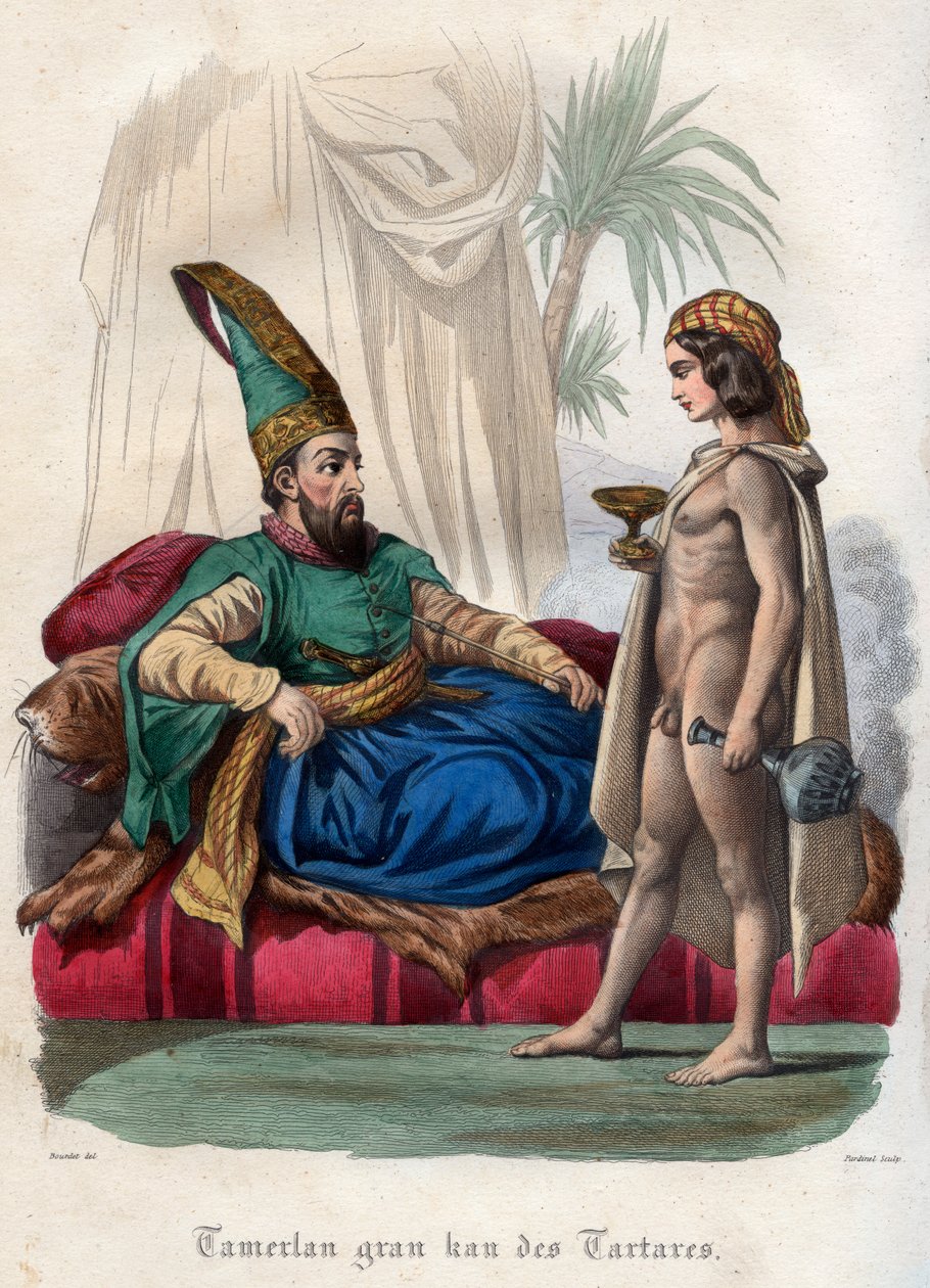 Mongolischer Monarch Timur (Tamerlan) (1336-1405) und ein junger Nackter von French School