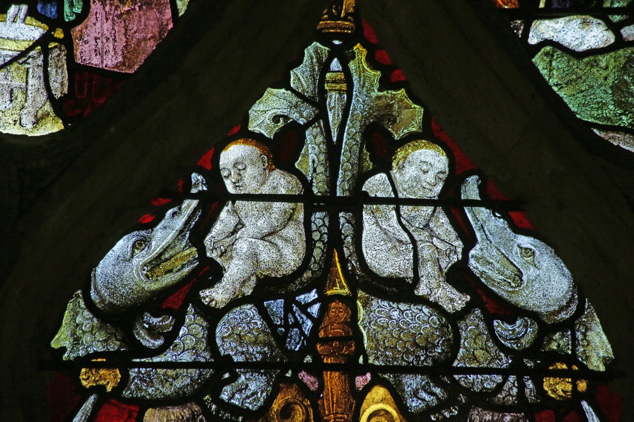 Fenster, das Grotesken darstellt von French School