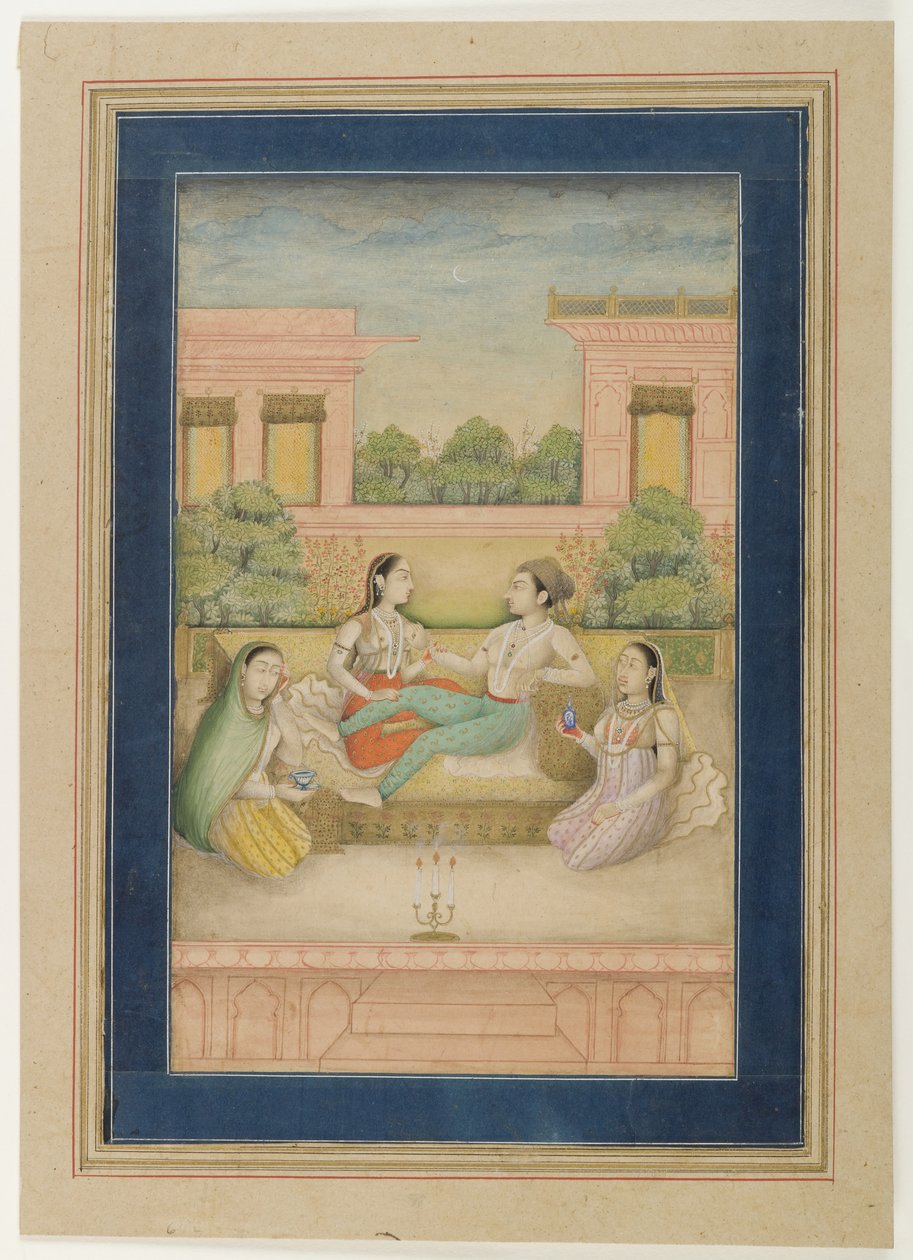 Ein Prinz und seine Gemahlin auf einer Terrasse, ca. 1800 von Indian School