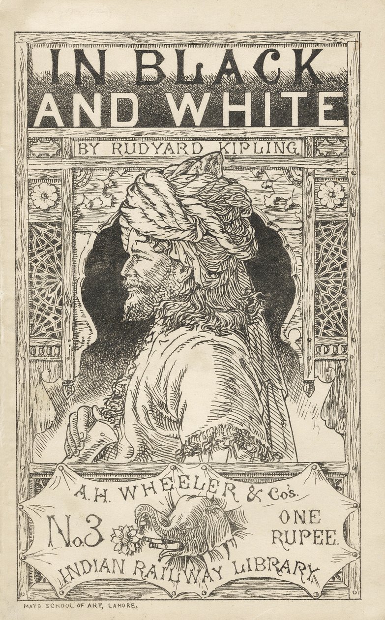 In Schwarz und Weiß von Rudyard Kipling (1865 - 1936), Illustration aus A.H. Wheeler & Cos Indian Railway Library, veröffentlicht 1888 von Indian School