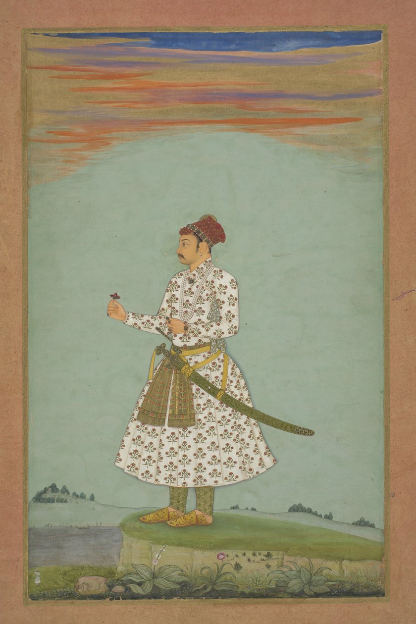 Maharaja Rama Singh (I) von Amber, ca. 1660 (Gouache und Gold auf Papier, auf Albumblatt montiert) von Indian School