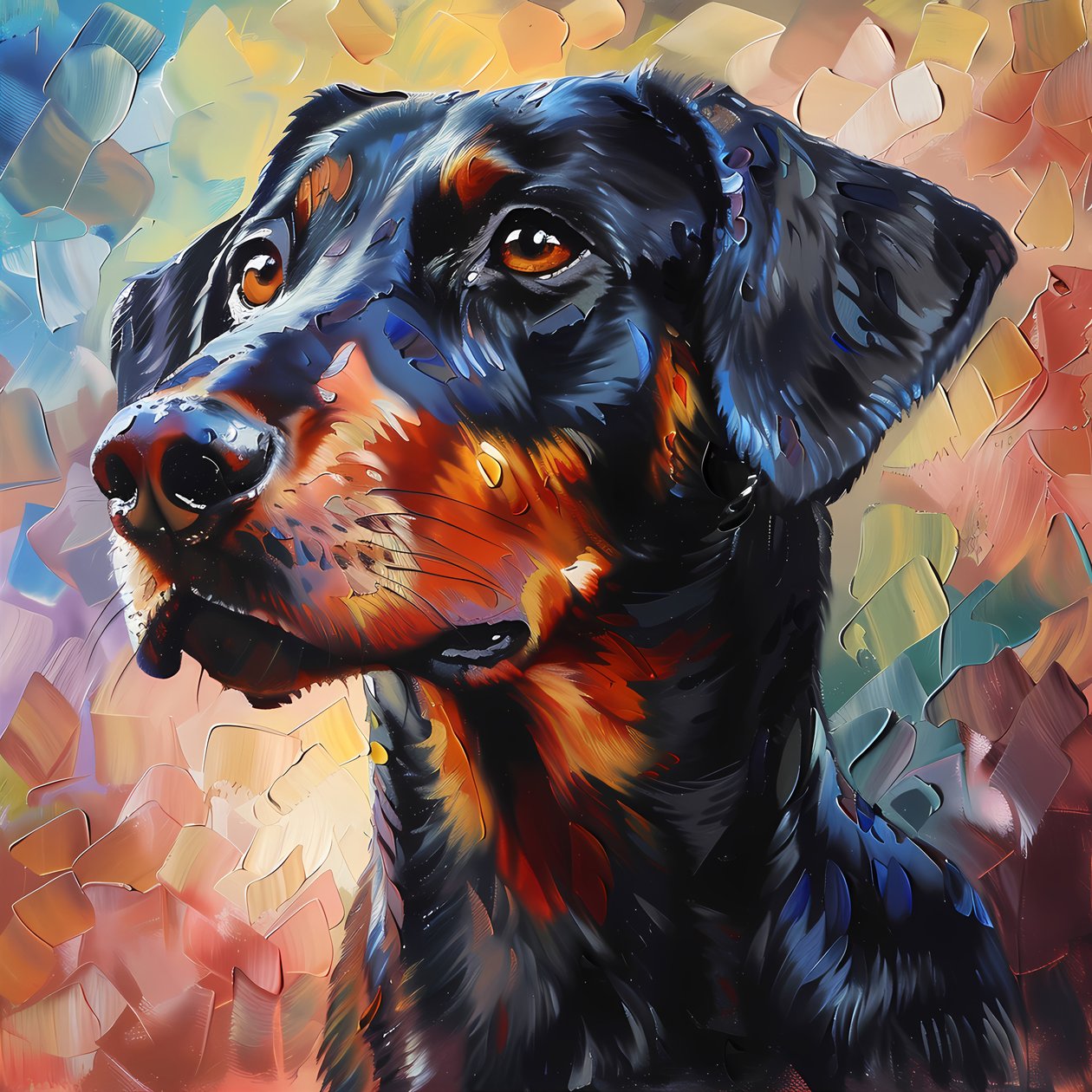 Abstraktes Gemälde eines Rhodesian Ridgeback Hundes von F. Abderrahim