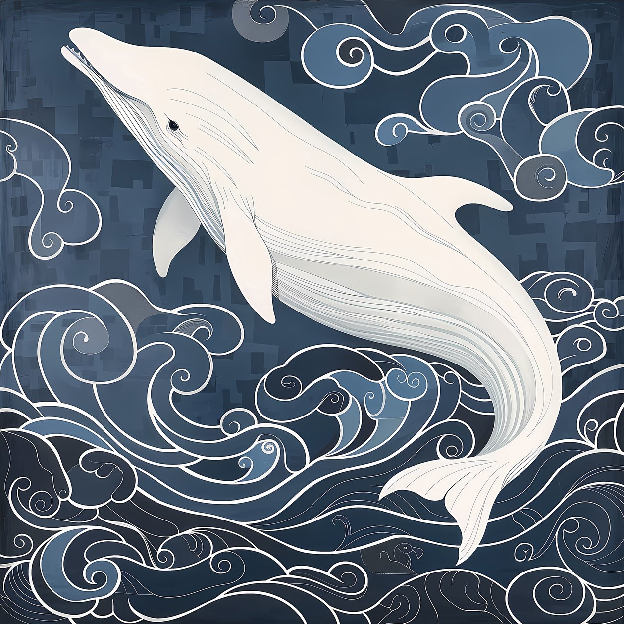 Delfin in surrealem blauem Hintergrund von F. Abderrahim