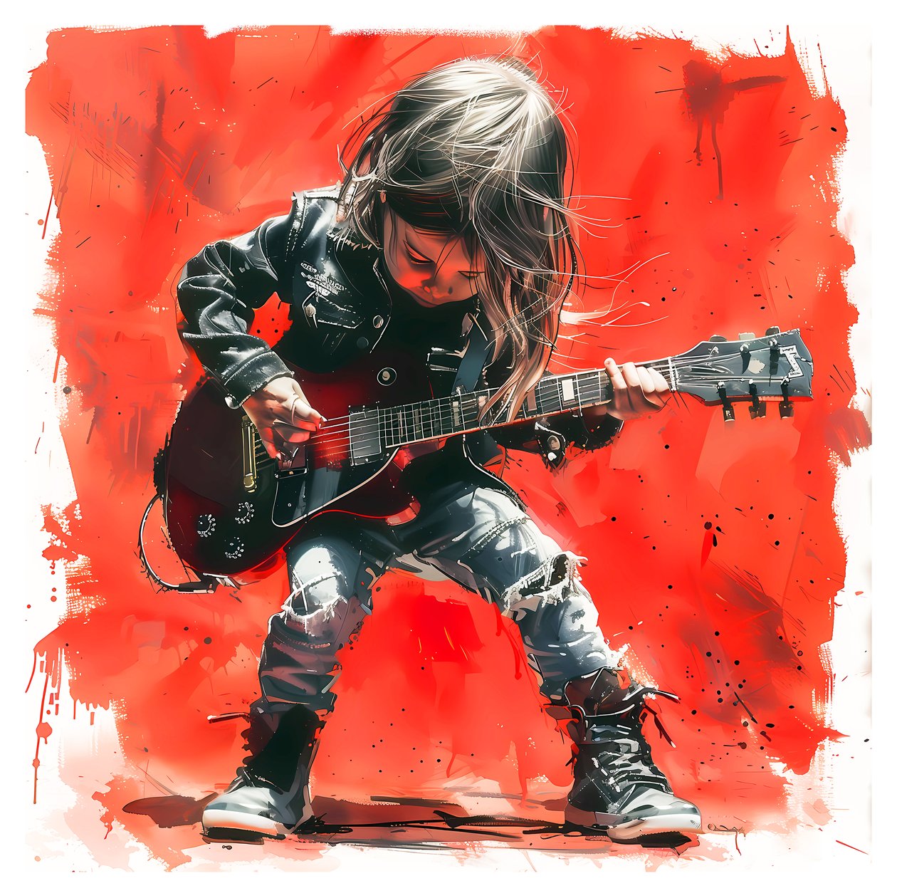 Ein Kind spielt Rock-E-Gitarre von F. Abderrahim