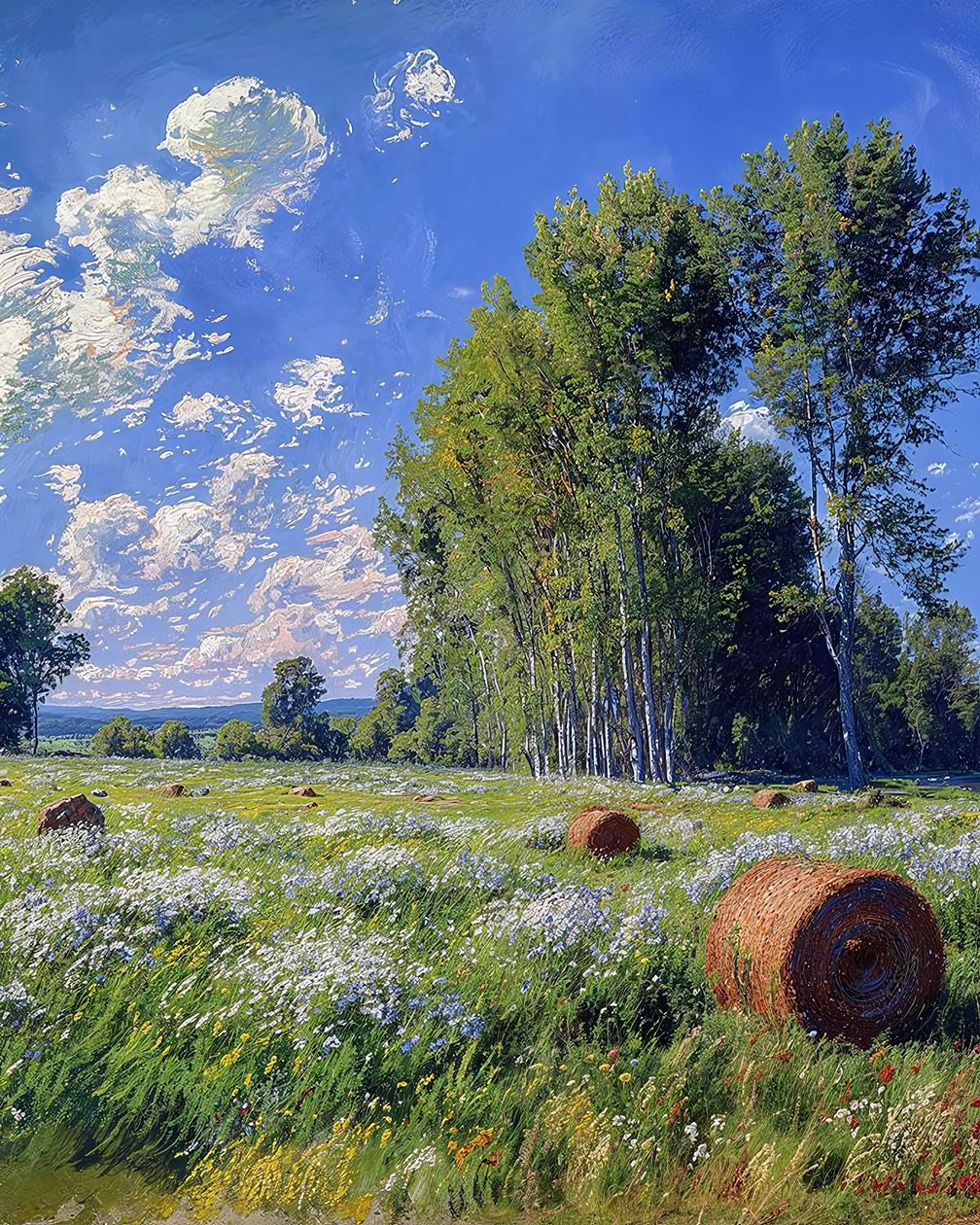 Weizenfeld und Blumen im Frühling von F. Abderrahim