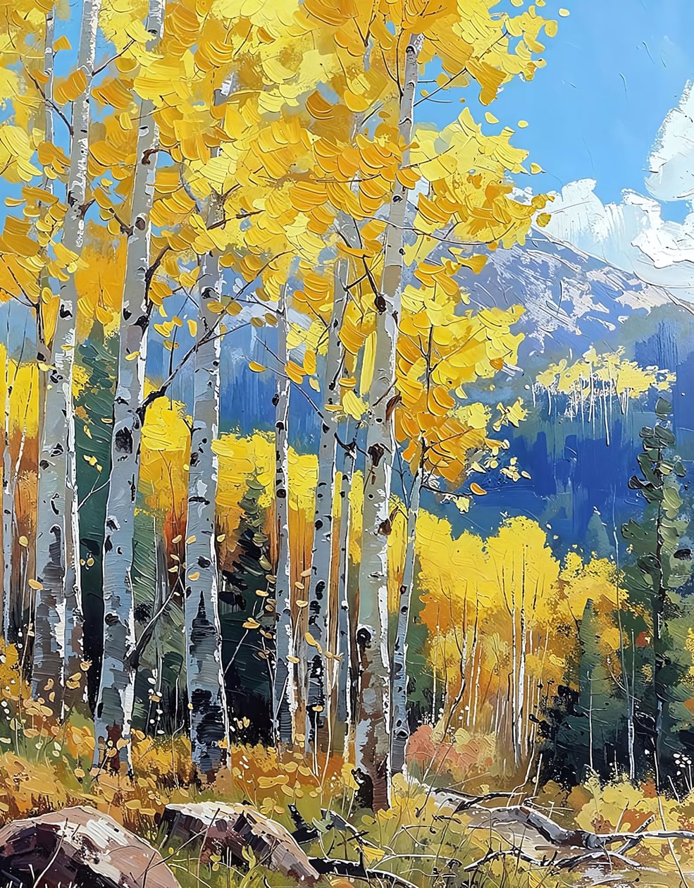 Birken mit gelben Blättern im Herbst von F. Abderrahim
