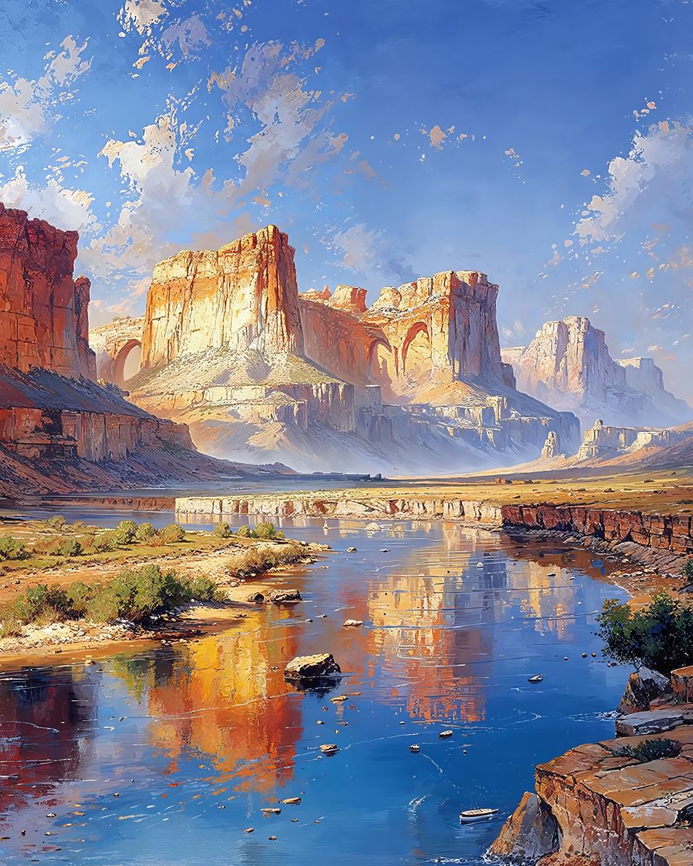 Landschaft mit friedlichem nebligem Tal von F. Abderrahim