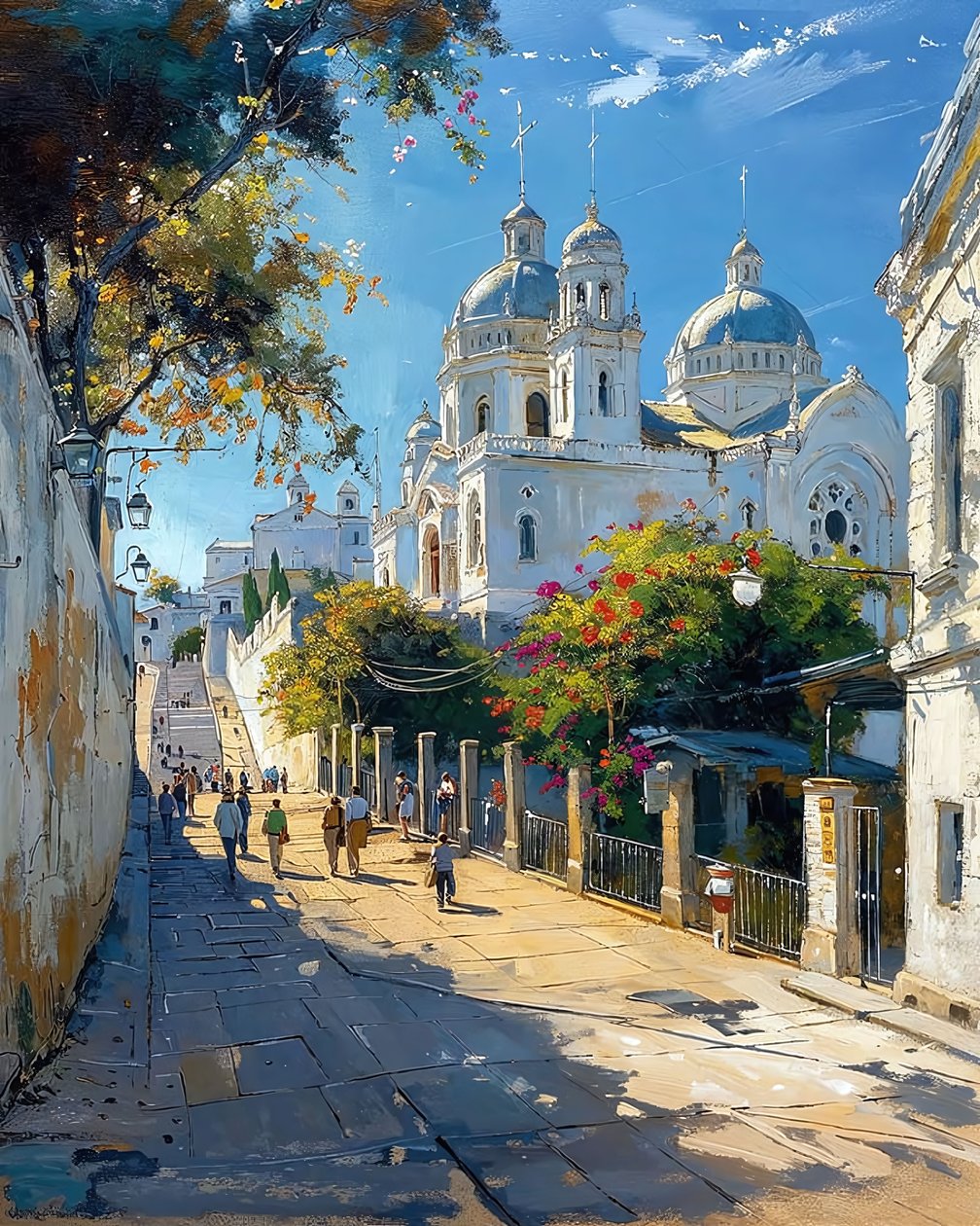 Eine Straße im Zentrum einer mediterranen Stadt von F. Abderrahim