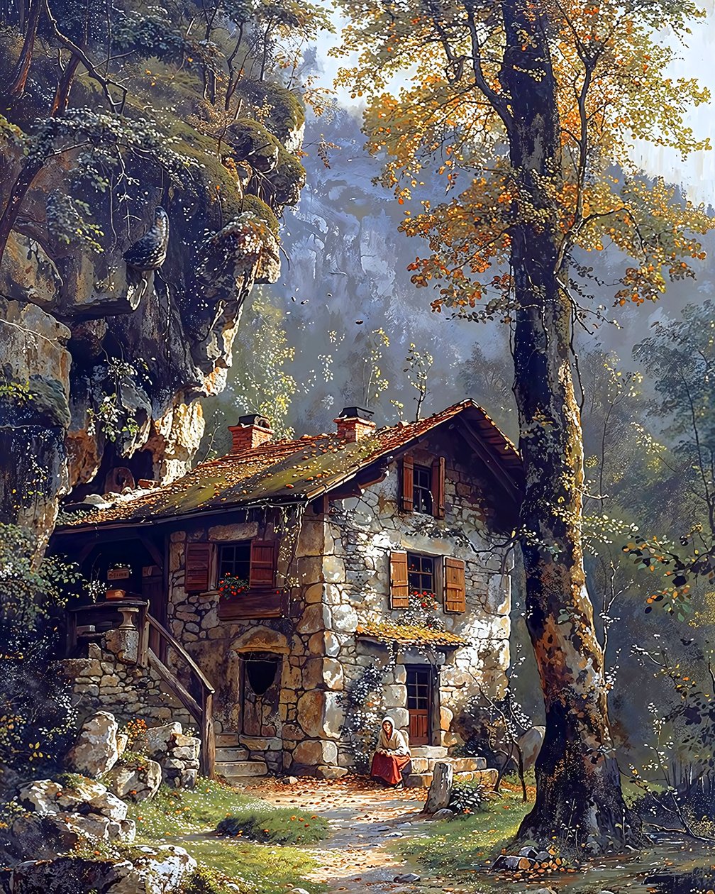 Ein altes Landhaus inmitten eines Waldes auf einem Berg von F. Abderrahim
