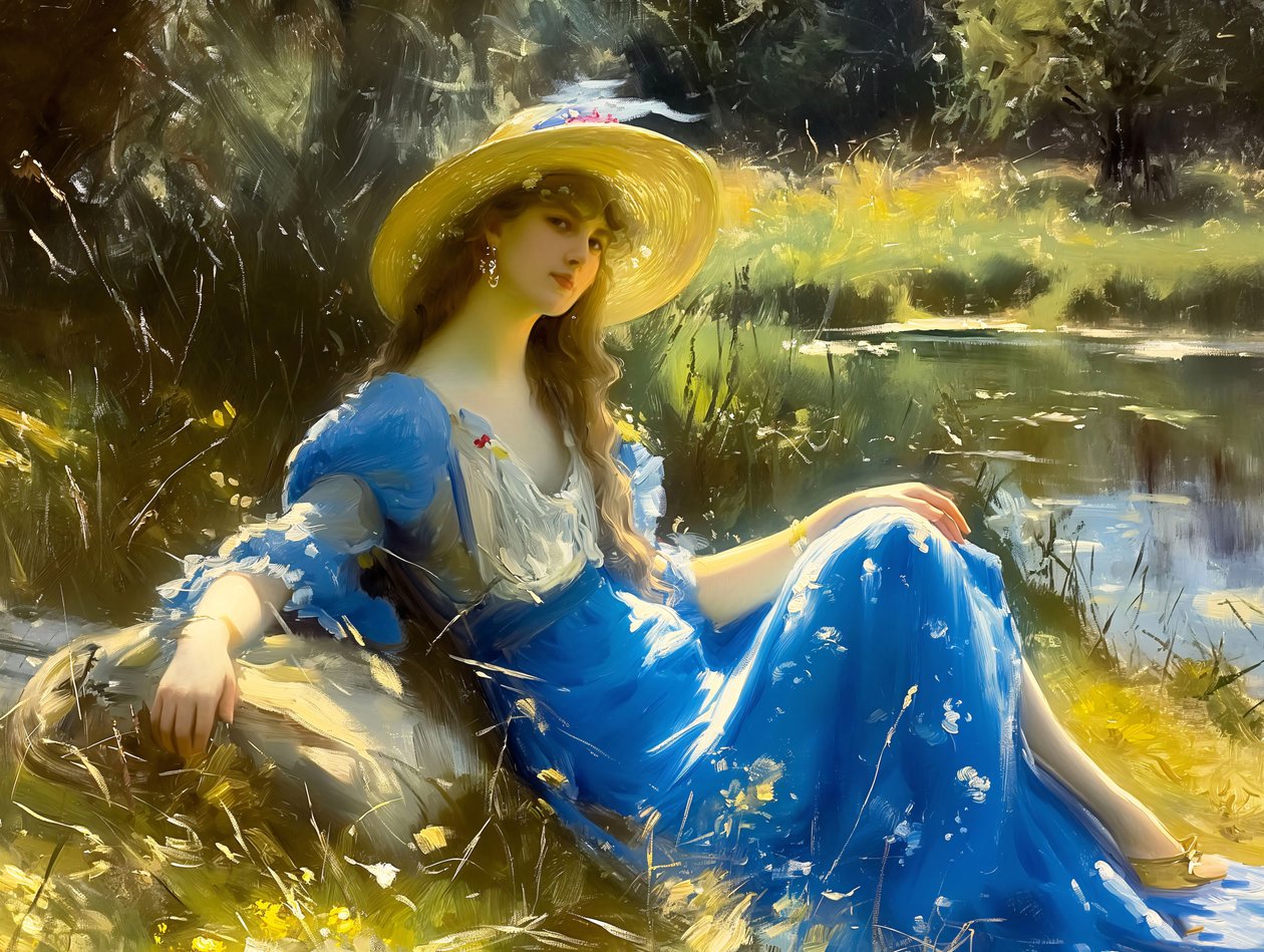 Klassische Gemälde von Frauen in der Natur, John Singer Sargent als Inspiration von F. Abderrahim