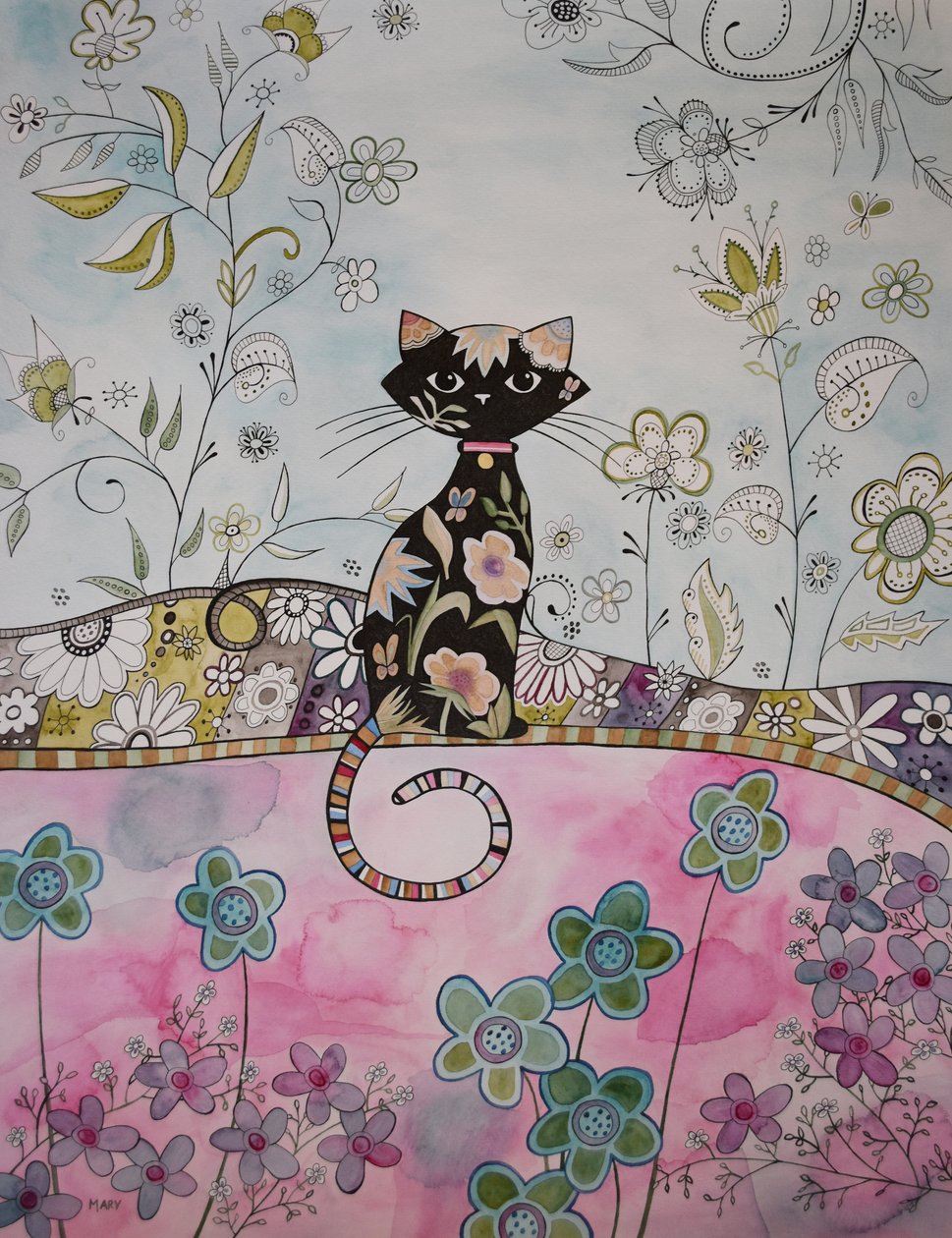Schwarzes Kätzchen von Marys Watercolors