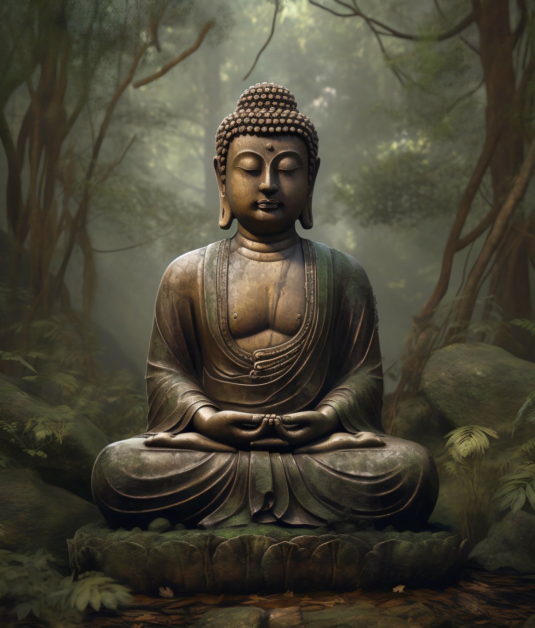 Eine spirituelle buddhistische Dekoration, Friedliche Meditation, Wandkunstdrucke auf Anfrage von F. Abderrahim