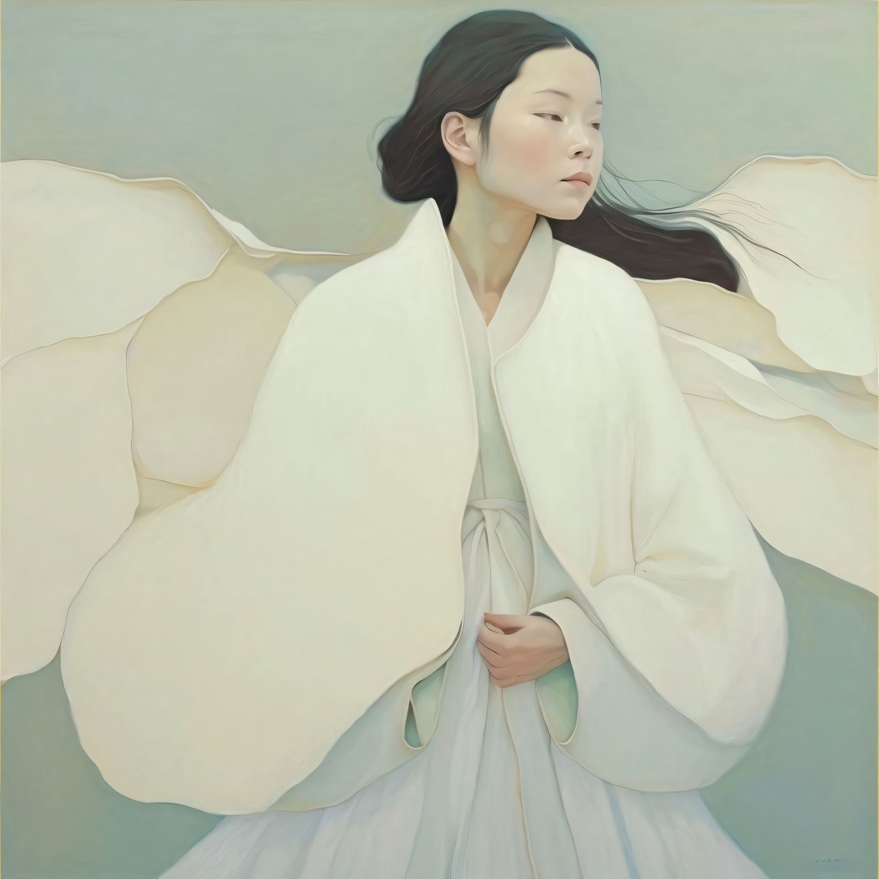 Japanische Frau trägt traditionellen Kimono, Custom Canvas Prints von F. Abderrahim