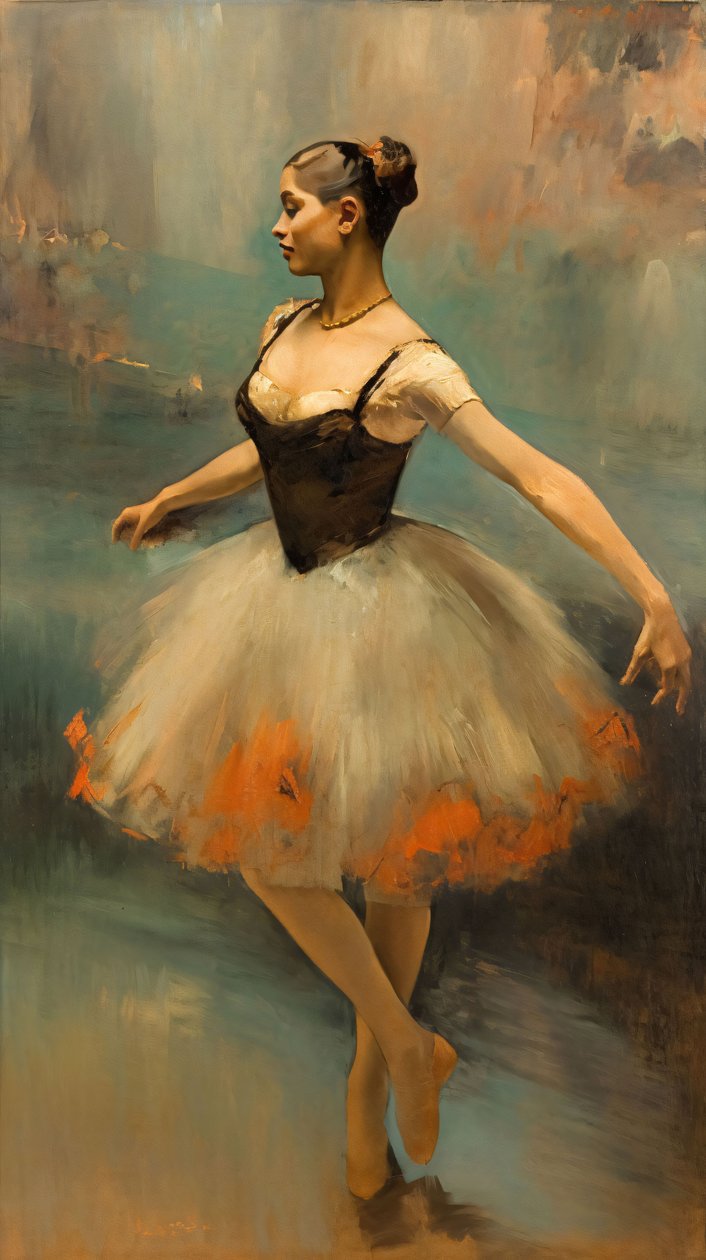 Ölgemälde Balletttänzerin, Edgar Degas Stil, Wanddekoration für das Schlafzimmer von F. Abderrahim