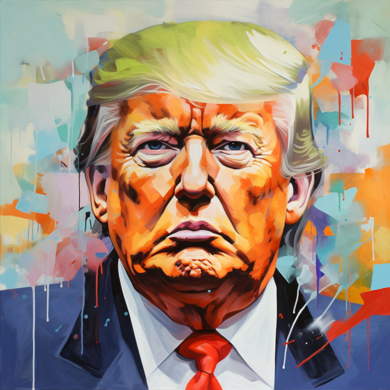 Donald Trump Leinwand Ölgemälde drucken, gerahmt Holz Wand Kunstdrucke von F. Abderrahim