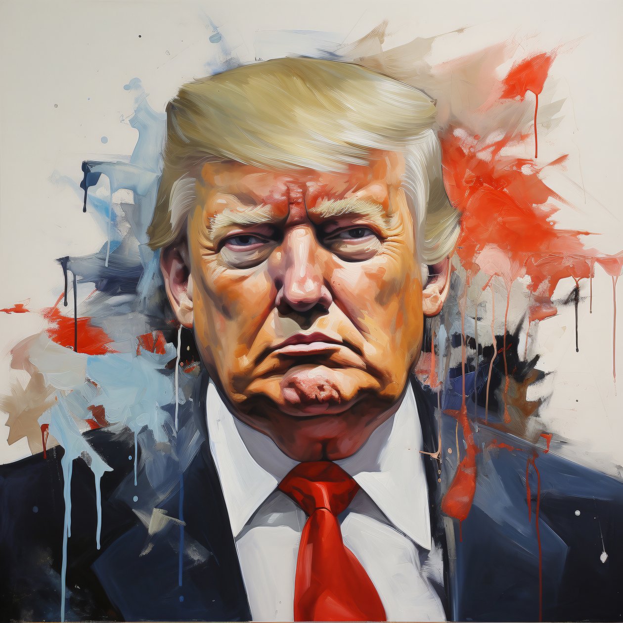 Donald Trump Pop Art Leinwanddruck, gerahmt Holz, Moderne Leinwand Wandkunst von F. Abderrahim