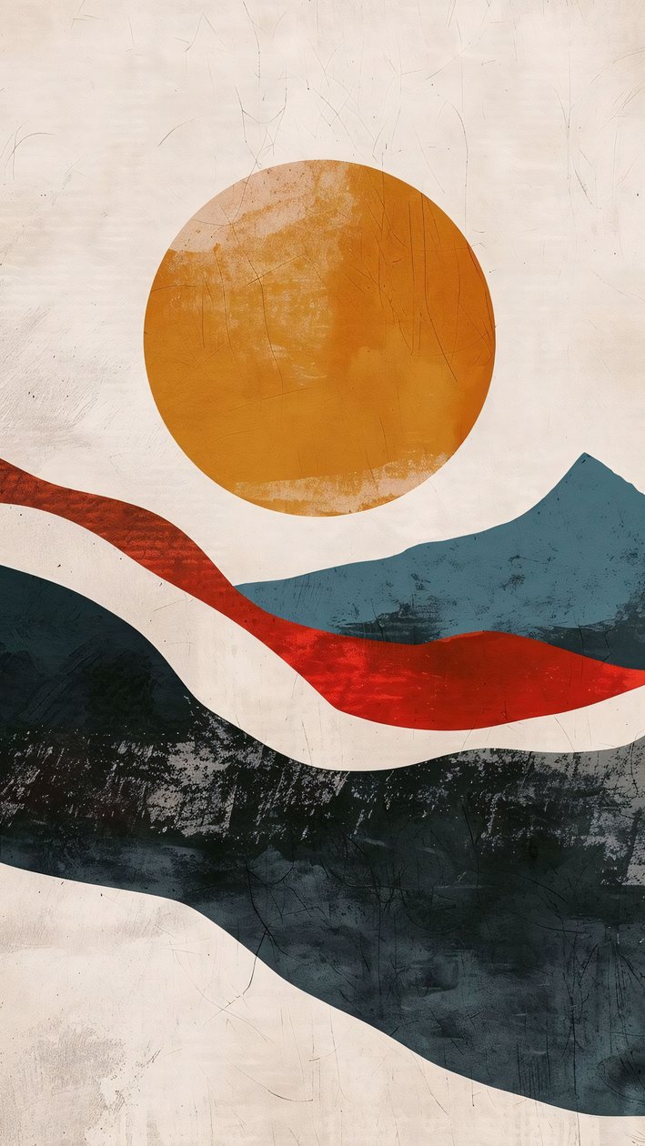 Rustikaler Sonnenuntergang Abstrakt - Kunstvolle Landschaft, Wanddekoration Drucke von F. Abderrahim