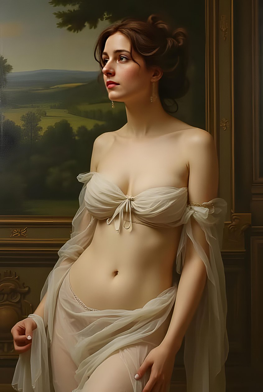 Schöne Chatain Haar Frau in voller Körper, Aphrodite realistische Malerei, Wanddekoration Ideen von F. Abderrahim