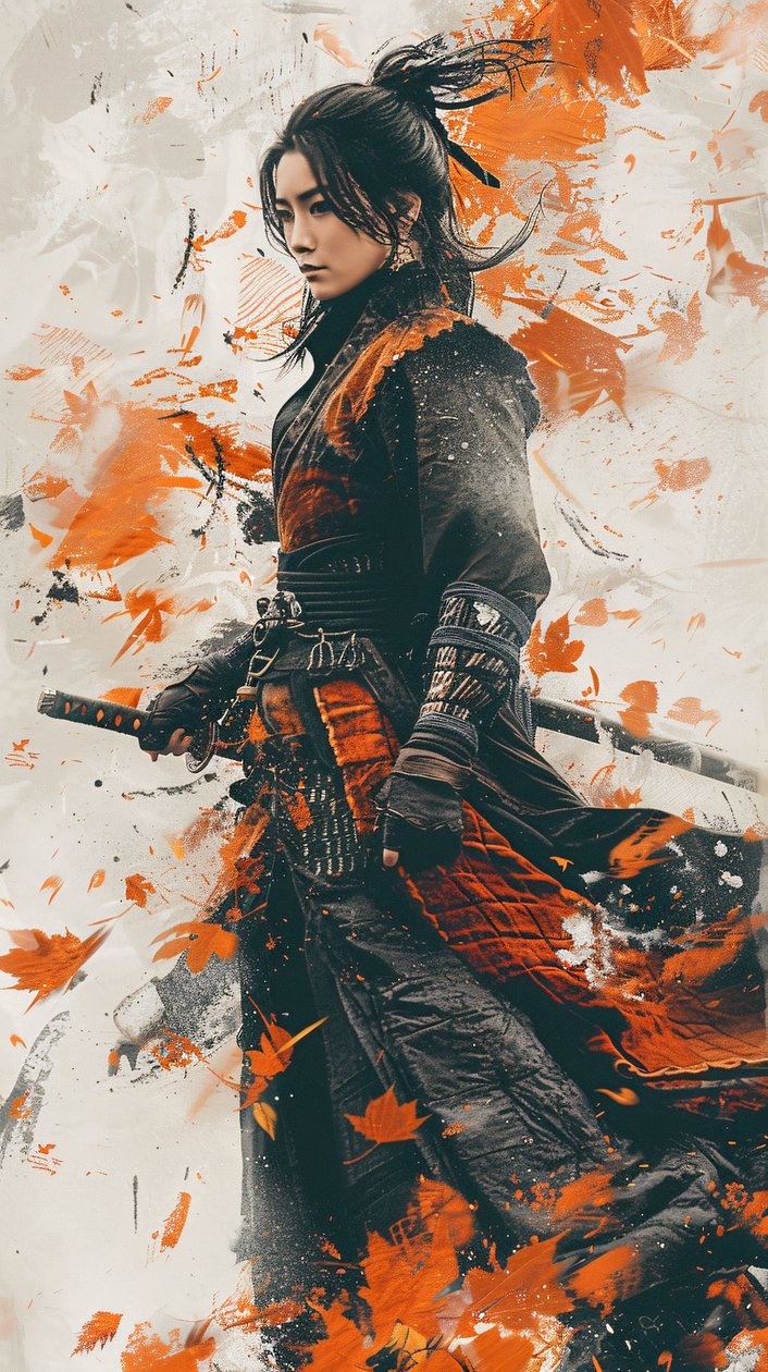 Samurai Frau in Graffiti wilden Stil, Kampfsport, gerahmt Wall Decor zum Verkauf von F. Abderrahim