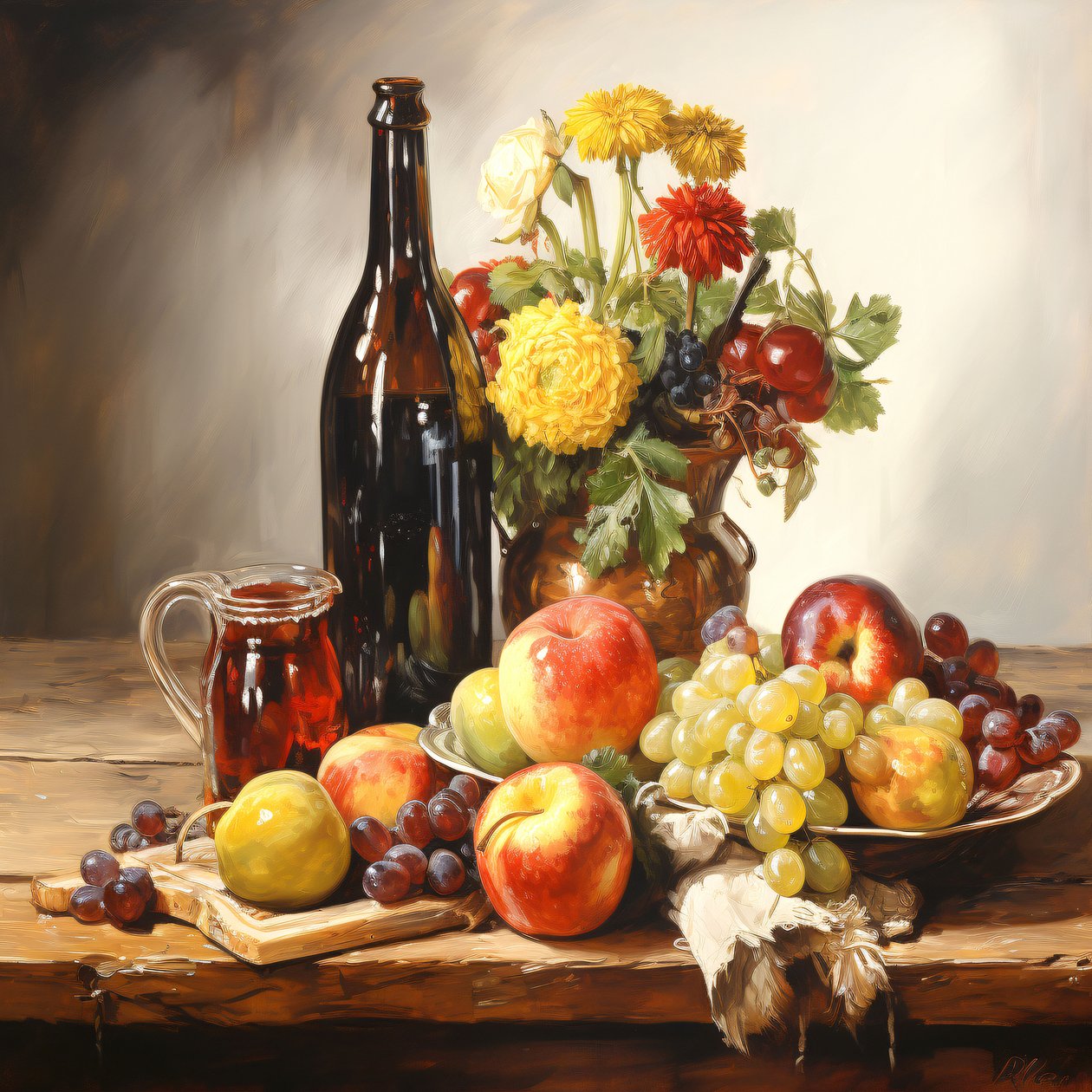 Stilleben, Blumen, Früchte  Wein, Wandbilder Home Decor von F. Abderrahim