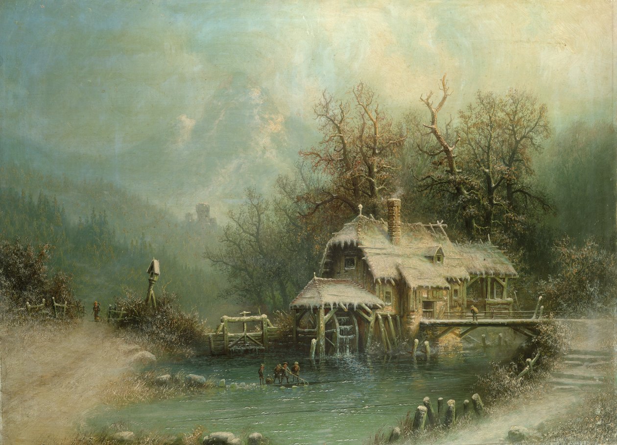 Figuren an einer Wassermühle von A. Bredou